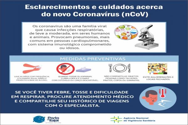 ANVISA E AUTORIDADE PORTUÁRIA CONVIDAM: Palestra sobre esclarecimentos e cuidados acerca do novo Coronavírus (nCoV).