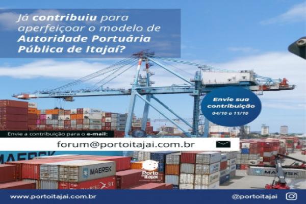 Autoridade Portuária de Itajaí reforça pedido de sugestões e demais questionamento a respeito do processo de Desestatização.