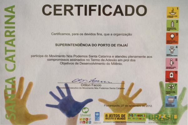 Porto do Itajaí recebe certificação do Movimento Nacional pela Cidadania e Solidariedade Porto do Itajaí recebe certificação do Movimento Nacional pela Cidadania e Solidariedade