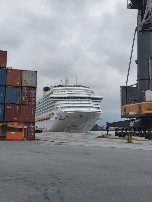 Primeiro navio da temporada chega a Itajaí com milhares de turistas.