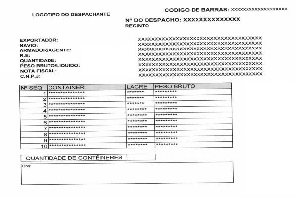 Novo Envelope de Exportação